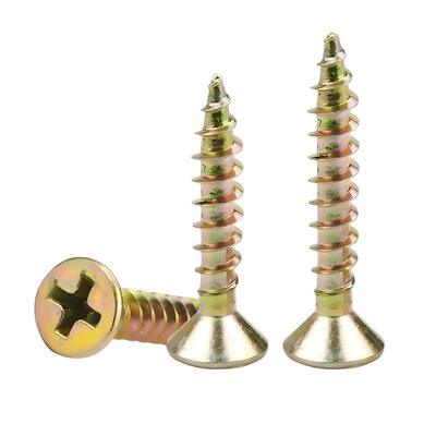 Buy DIN7505 Cross Yellow Zinc Double Countersunk Chipboard Self Tapping Wood Screws online manufacture