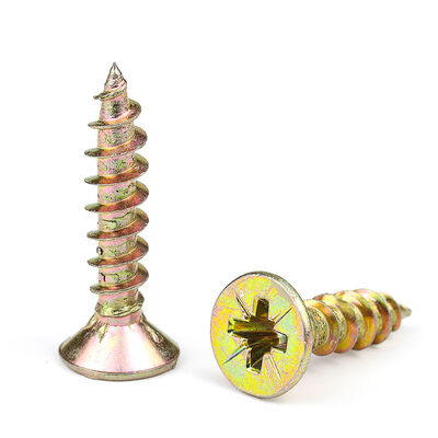 Beli DIN7505 Tinggi Kekuatan Baja Karbon Kuning Seng Chipboard Screws Kayu pembuatan online