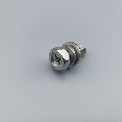 Stainless Steel Cross Recessed Hex Bolt with Lock Washer and Plain Washer