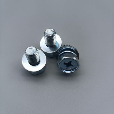 M3-M8 Cross Drive Hex Bolt Blue-White Zinc Spring & Flat Washers