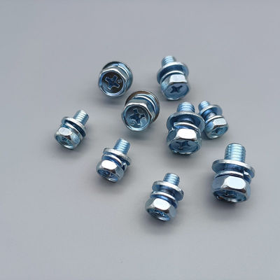Grade 12.9 Hex Head Machine Bolt with Spring & Flat Washers Zinc Plated