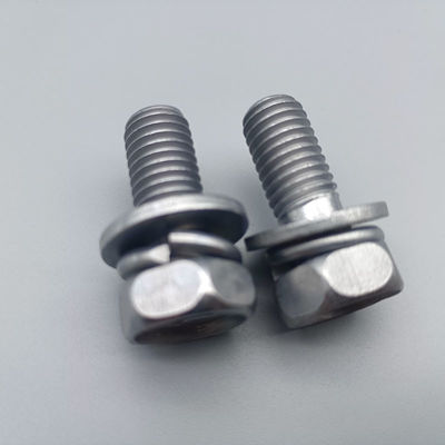 Cross Slot Hex Head Screw Blue-White Zinc Spring/Flat Washer Combo