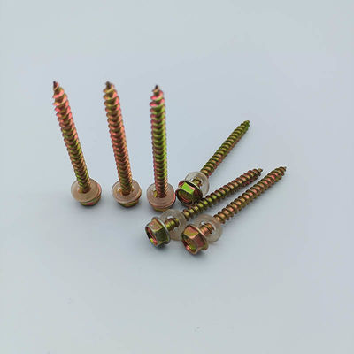Zinc Coated ST4.8-ST6.3 Hexagonal Head Wood Tapping Screws with Washer & Slotted End